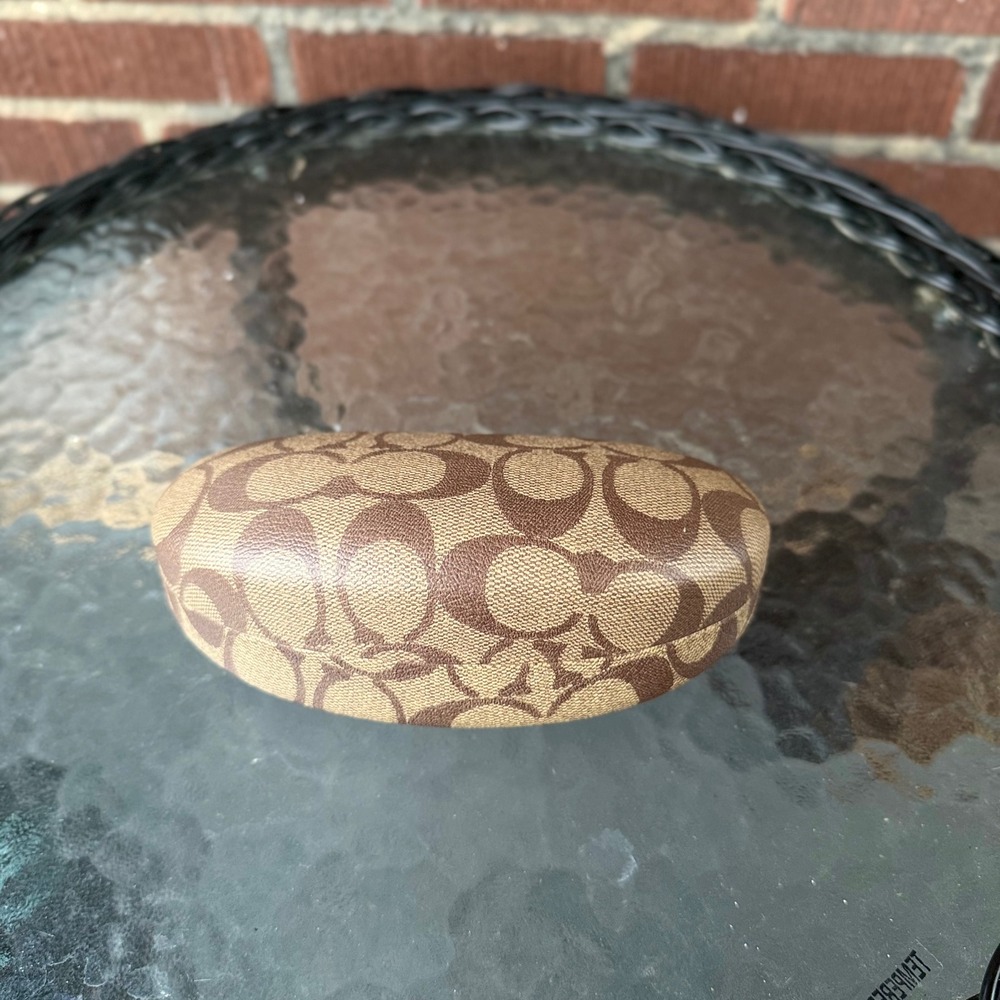 Coach Signature Monogram Hard Shell Sunglasses Eyeglass Case Brown Tan Logo